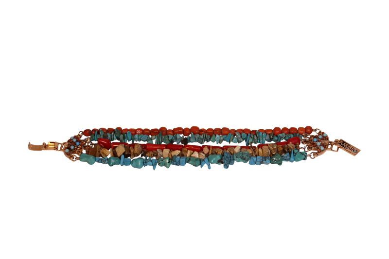 Isis wide beaded braclete-  A unique bracelet comprised of semi-precious and natural beads.