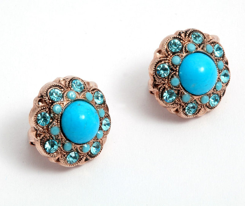 Rose gold Turquoise floral earrings