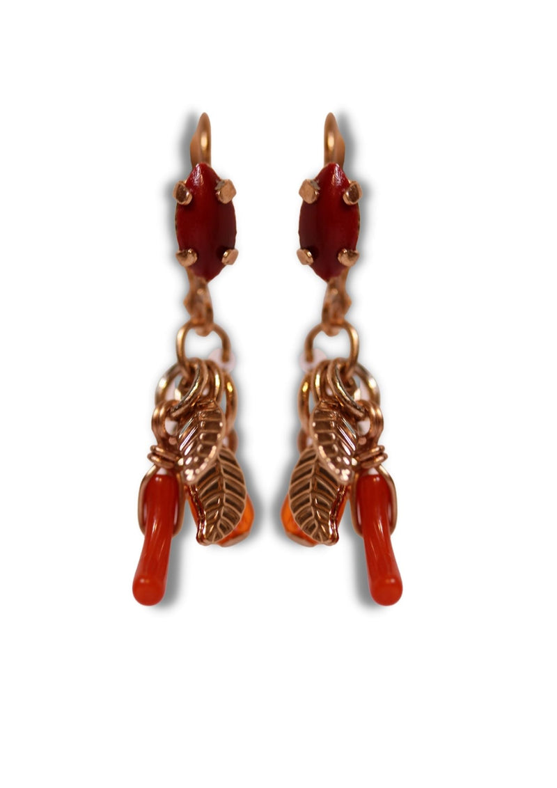 Autumn coral and leaves earirings