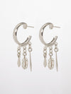Ray earrings- pair of hoop earrings, decorated with metal and crystals pendants, high quality Silver plated.