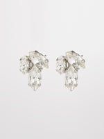 Eillie earrings- pair of classic & elegant post earrings- three marquise shaped crystals in an interesting composition. The earrings are rhodium plated.