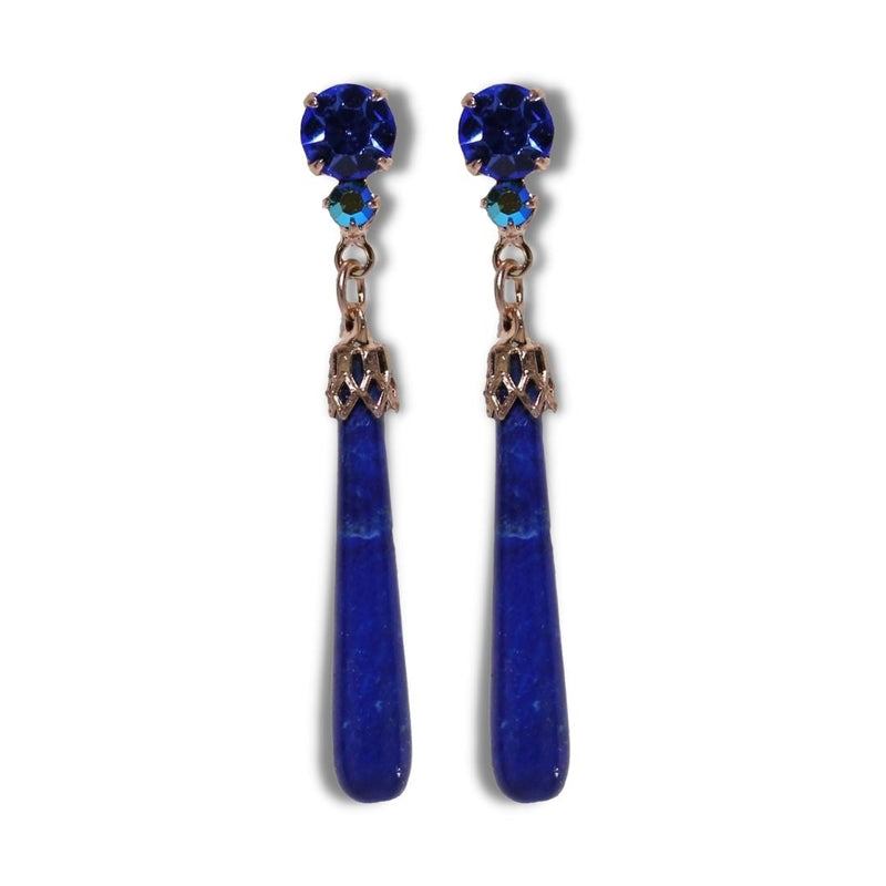 Blue long pendant earrings