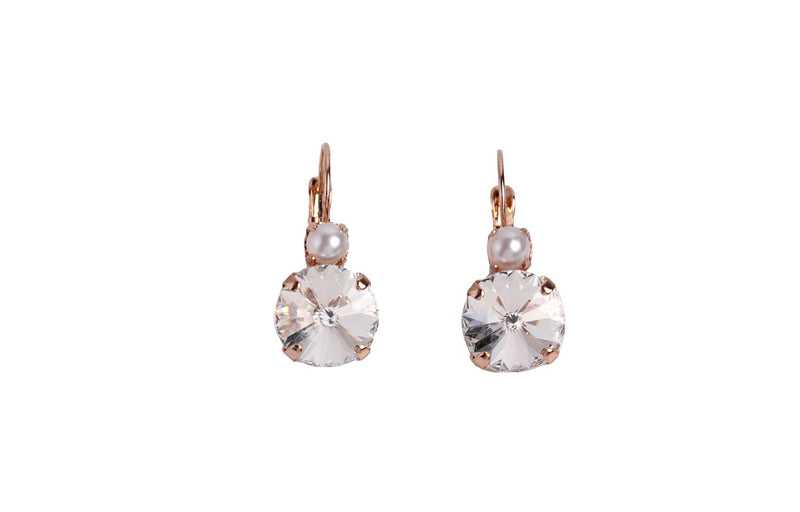 Classic earrings set with Swarovski crystals and pearls 24k rose gold plated.