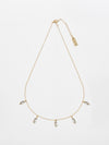 Liri necklace - a classic and delicate necklace with five hanging marquise crystals. The necklace is plated with high quality 24K yellow gold plating.