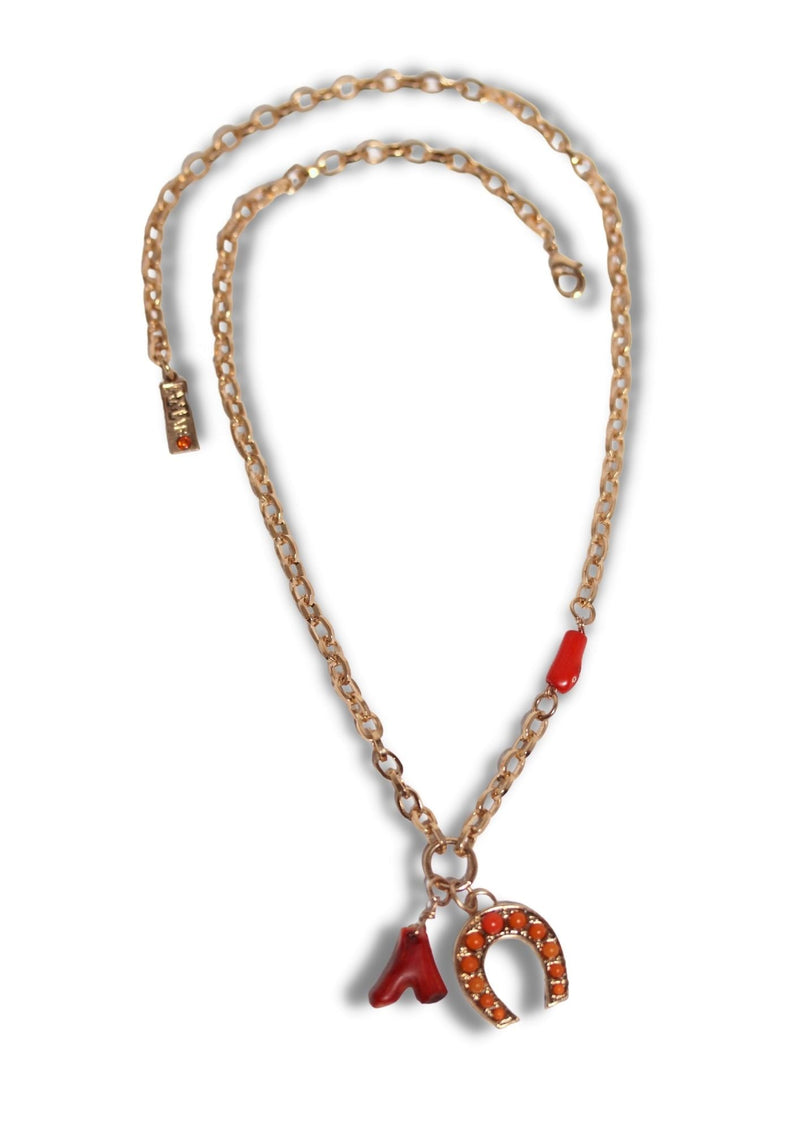 Horseshoe and natural coral chain
