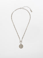 Coin necklace - a gourmet rough necklace with a  double-side antique coin pendant. The necklace is plated with high quality silver plating. T