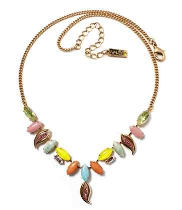 Delicate leaves colorful necklace