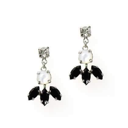 Dangling black and white earrings
