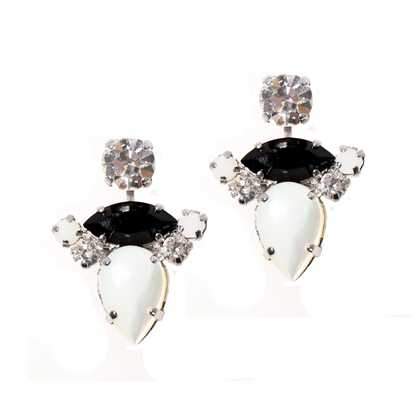 Black and white drop earrings