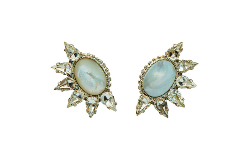 Cool earrings set with Swarovski crystals and Semi-Precious stones
Rhodium plated.