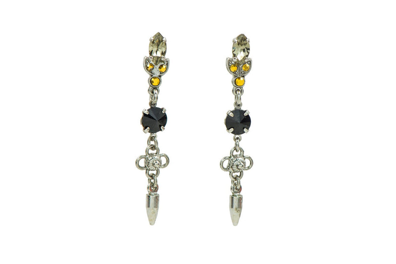 Delicate and beautiful earrings set with Swarovski crystals and Semi-Precious stones Rhodium plated.
