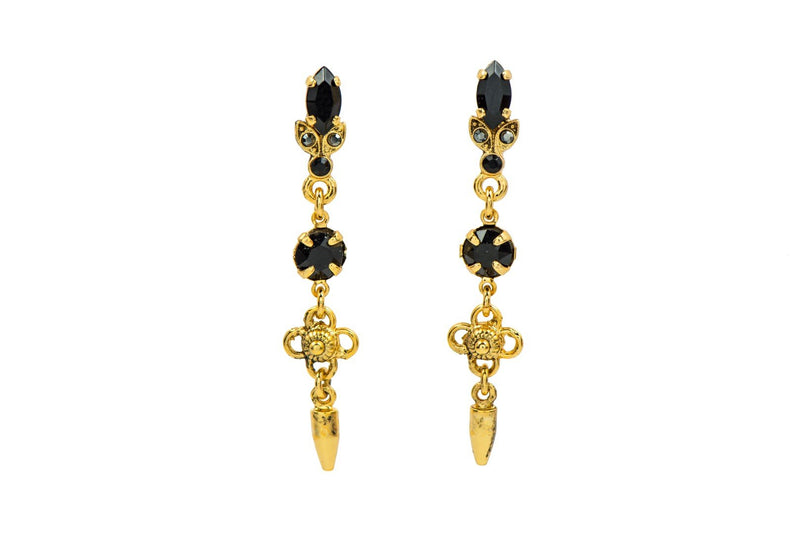 Delicate and beautiful earrings set with Swarovski crystals and Semi-Precious stones 24K yellow gold plated.