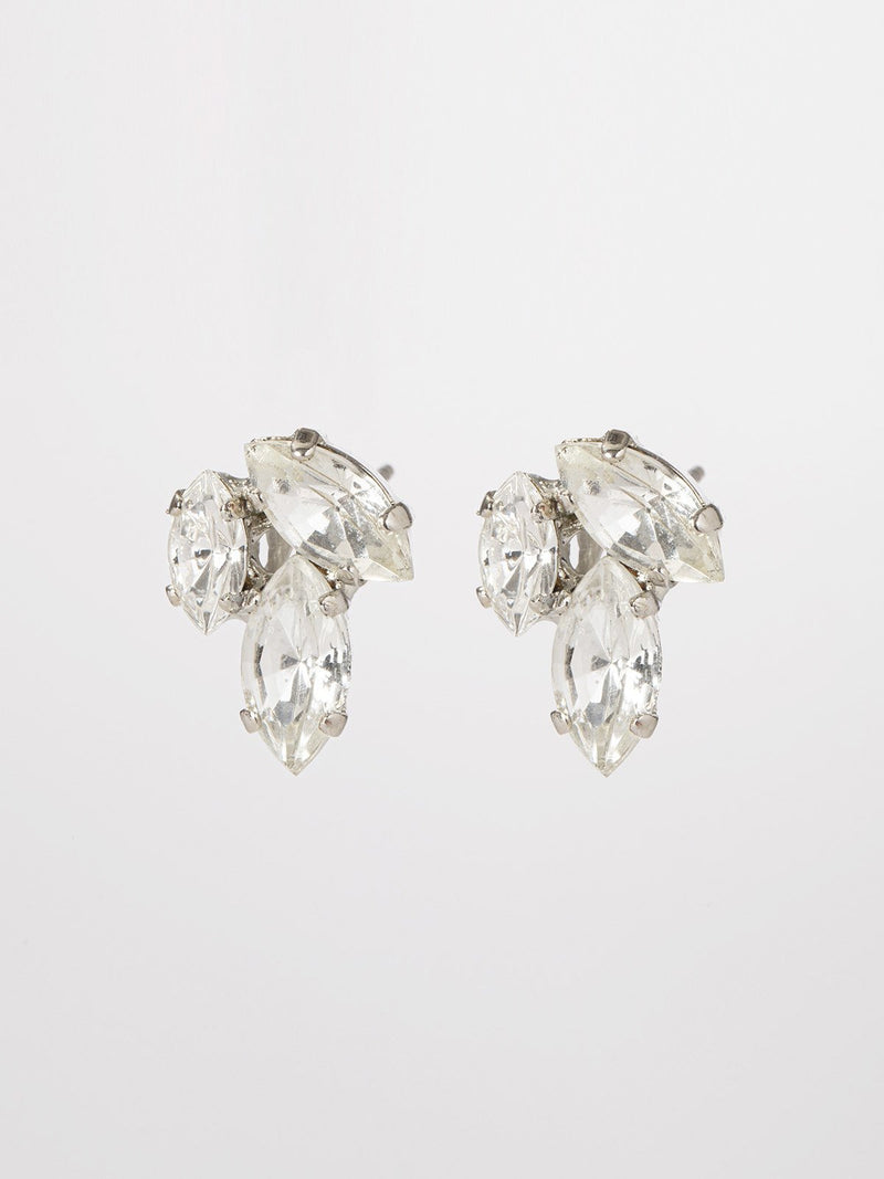 Eillie earrings- pair of classic & elegant post earrings- three marquise shaped crystals in an interesting composition. The earrings are rhodium plated.