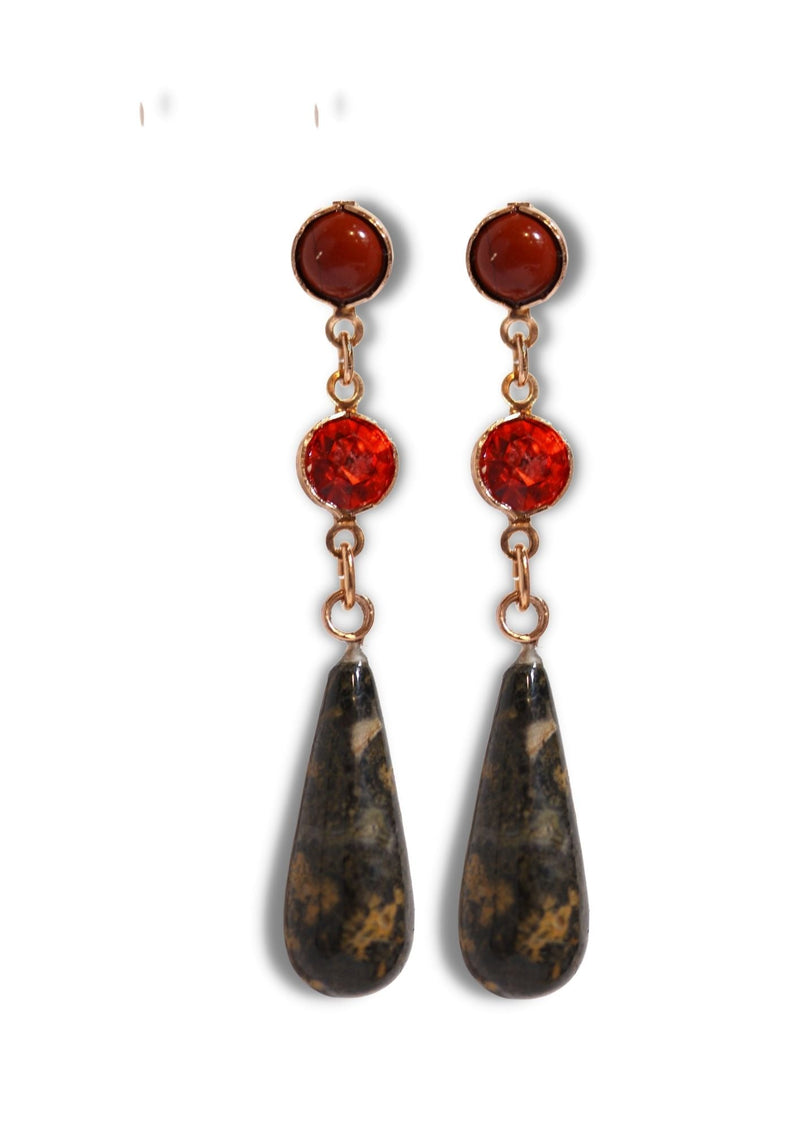 Autumn gem stone drop earrings