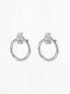 Jenny earrings – A round small post hoop earrings set with3 small pearls, Rhodium plated, in a classic fine look.