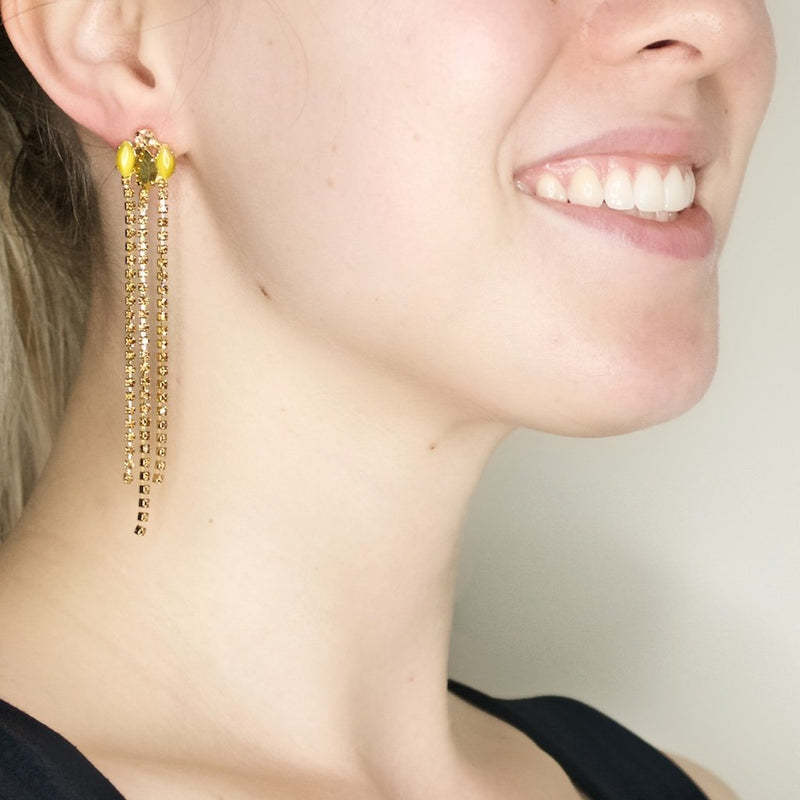 Golden cascade golden earrings