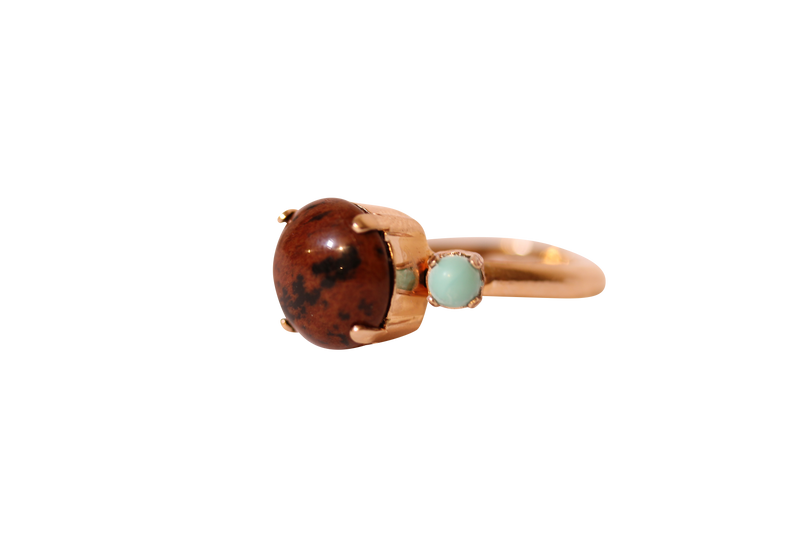 Isis coral & turqoise ring